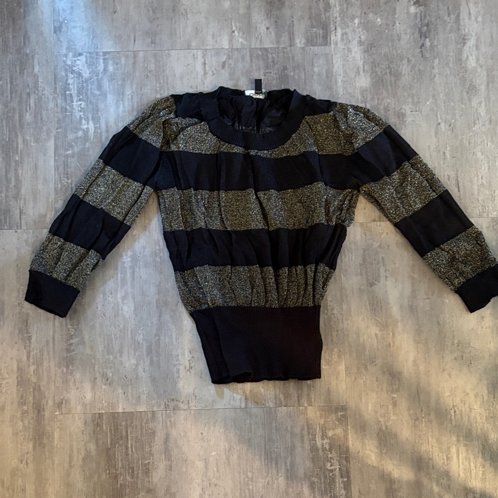 Bebe Striped Black and Gold Women's Sweater